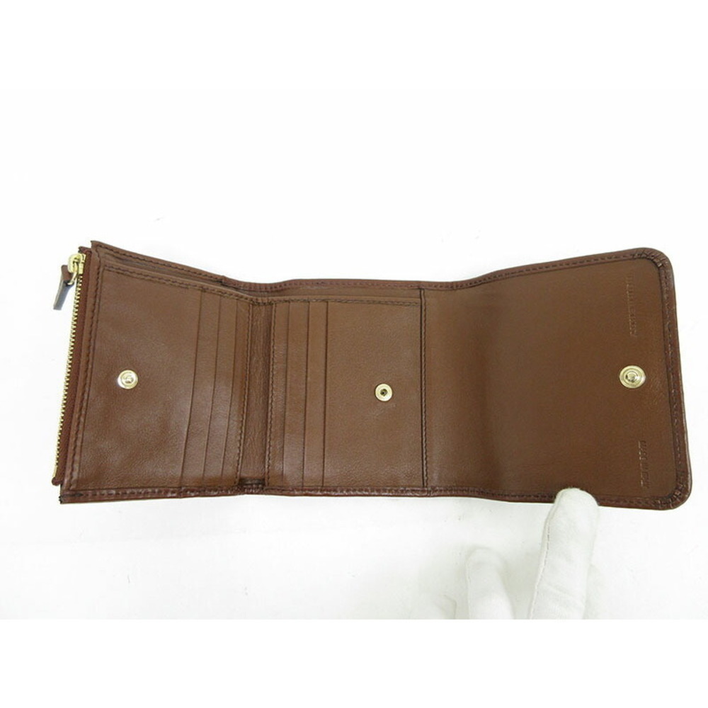 BURBERRY Check Tri fold Wallet Brown Canvas Leather
